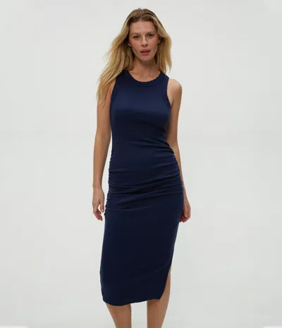 Michael Stars Wren Ribbed Midi Dress In Blue