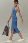 Michael Stars Wren Ribbed Midi Dress In Blue