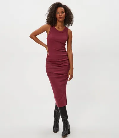 Michael Stars Wren Side Slit Sleeveless Body-con Midi Dress In Burgundy
