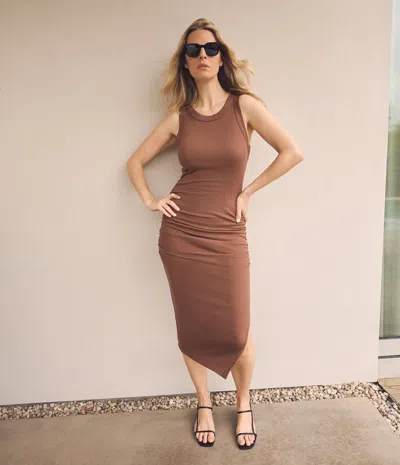 Michael Stars Wren Ribbed Midi Dress In Brown