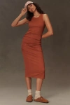 Michael Stars Wren Ribbed Midi Dress In Brown