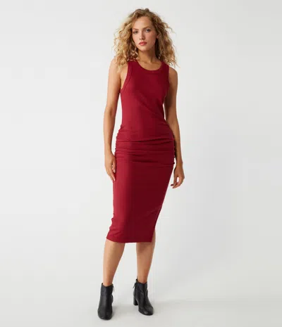 Michael Stars Wren Ribbed Midi Dress In Carmine