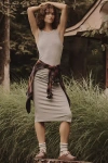 Michael Stars Wren Ribbed Midi Dress In Grey