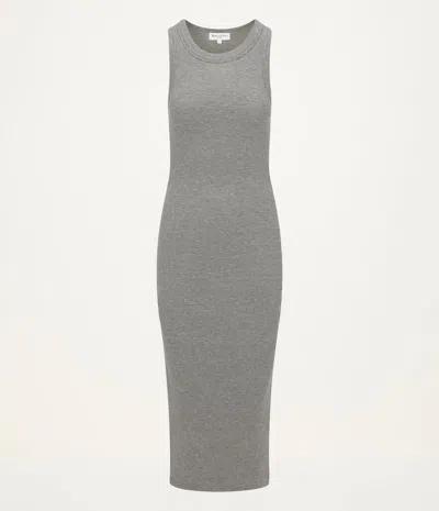 Michael Stars Wren Ribbed Midi Dress In Heather Grey