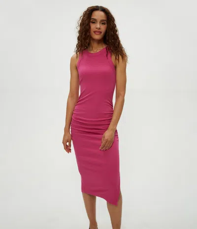 Michael Stars Wren Ribbed Midi Dress In Pitaya