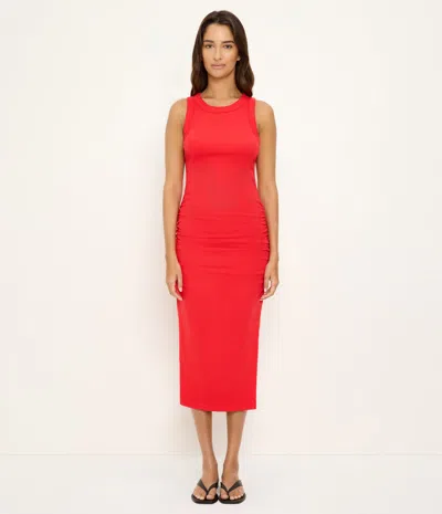 Michael Stars Wren Side Slit Sleeveless Body-con Midi Dress In Red