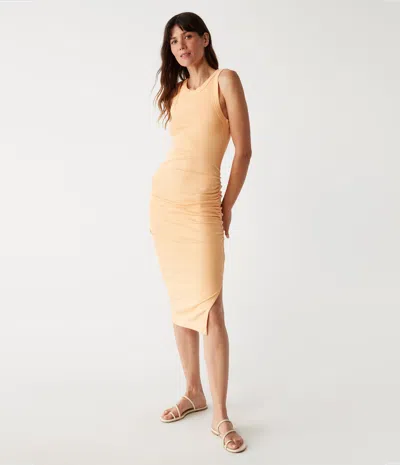 Michael Stars Wren Ribbed Midi Dress In Tangerine