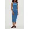 Michael Stars Wren Side Slit Sleeveless Body-con Midi Dress In Ocean