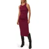 Michael Stars Wren Side Slit Sleeveless Body-con Midi Dress In Red