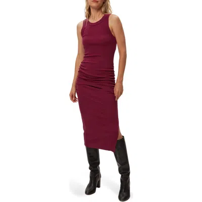 Michael Stars Wren Side Slit Sleeveless Body-con Midi Dress In Red