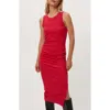 Michael Stars Wren Side Slit Sleeveless Body-con Midi Dress In Red