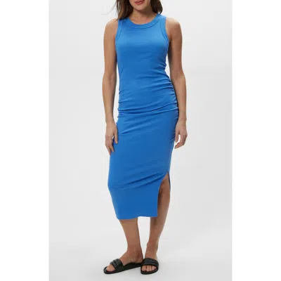 Michael Stars Wren Side Slit Sleeveless Body-con Midi Dress In Blue
