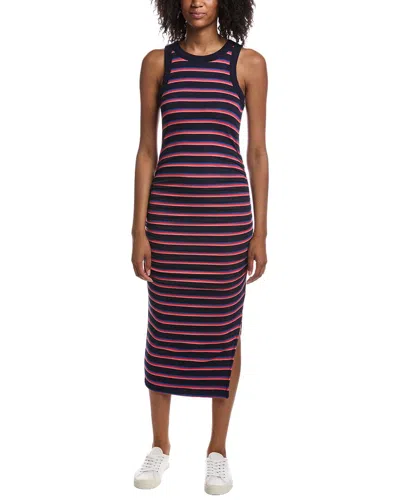 Michael Stars Wren Striped Ruched Midi Dress In Multi