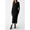 Michael Stars Yessenia Wrap Front Long Sleeve Midi Dress In Black