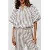 Michael Stars Zephyr Embroidered Stripe Bubble Hem Cotton Top