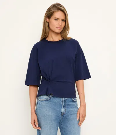 Michael Stars Zinnia Asymmetric Crewneck Tee In Blue
