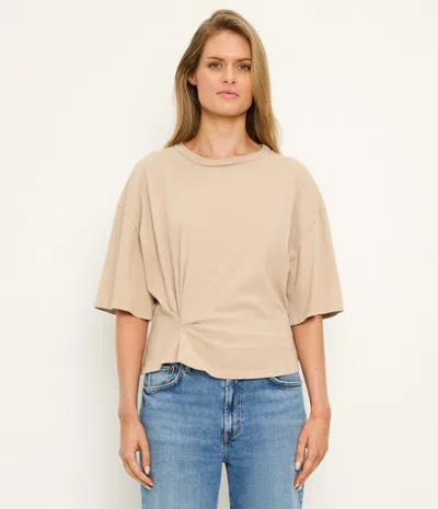 Michael Stars Zinnia Pleated Side Cotton T-shirt In Animal Print