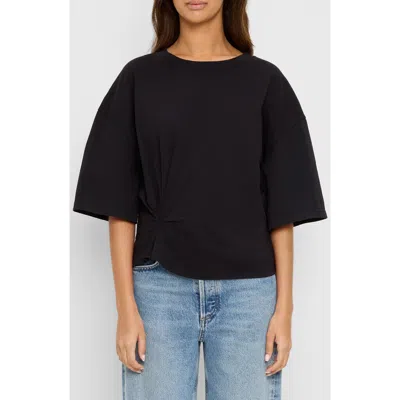 Michael Stars Zinnia Tokyo Jersey Side Pleated Tee In Black