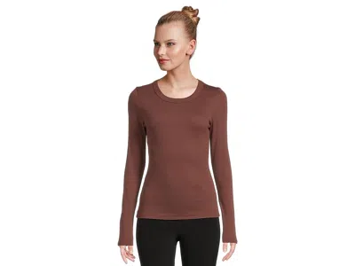 Michael Stars Zola Long Sleeve Crew T-shirts In Brown