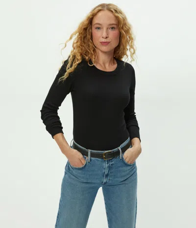 Michael Stars Rachel Ribbed Tee In Black