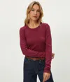 Michael Stars Finn Rib Crewneck Top In Brown