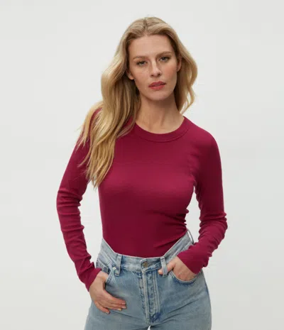 Michael Stars Zola Ribbed Tee In Cabernet