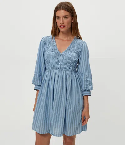 Michael Stars Zuri Smocked Mini Dress In Blue