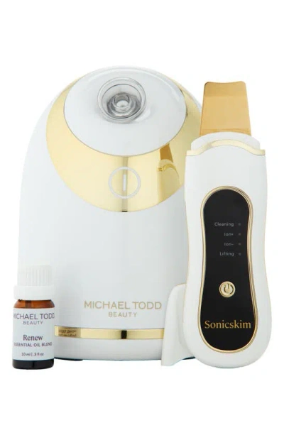 Michael Todd Beauty Sonic Skim 24k Gold + Hydrasteamer Set (limited Edition) $250 Value In White