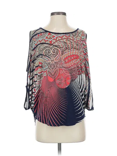 Pre-owned Michael Tyler 3/4 Sleeve Top Blue Boatneck Tops