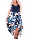 Michael Tyler Asymmetrical Sleeveless Dress In Navy / Yellow In Multi
