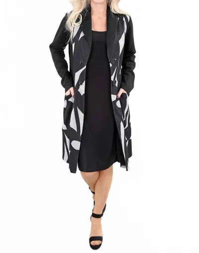 Michael Tyler Long Abstract Coat In Black