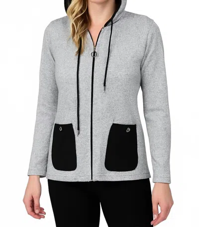 Michael Tyler Long Sleeve Hooded Zipper Jacket In Grey Melange In Gray