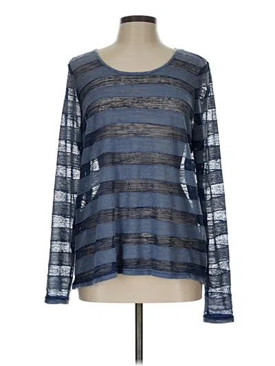 Pre-owned Michael Tyler Long Sleeve Top Blue Boatneck Tops