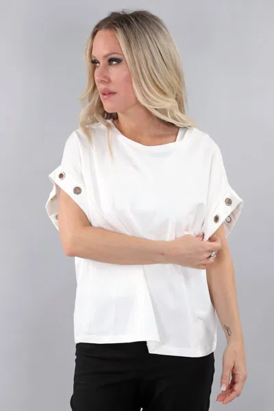 Michael Tyler Short Rings On Sleeve Top In Ivory In White
