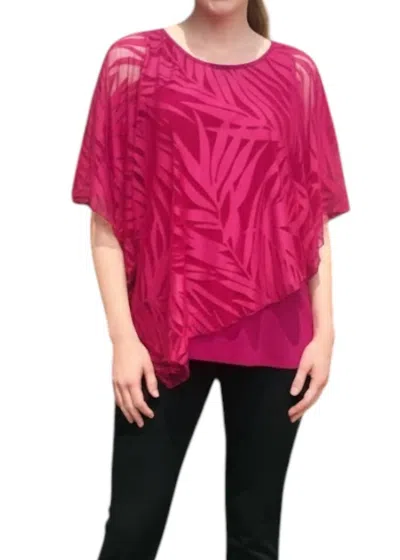 Michael Tyler Short Sleeve Layered Flowy Tunic In Fuchsia In Pink