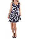 Michael Tyler Sleeveless Ruffle Dress In Deep Navy/white In Blue