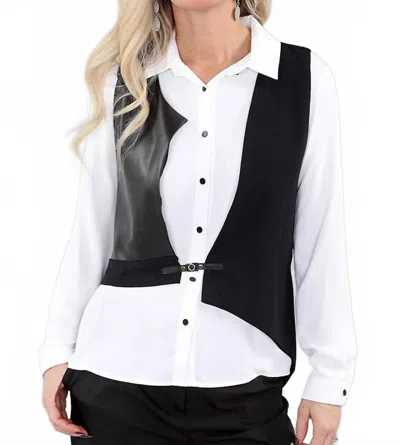 Michael Tyler Top And Vest Twin Set In Black/white