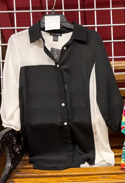 Michael Tyler Women's Color Block Blouse In Black / White In Multi