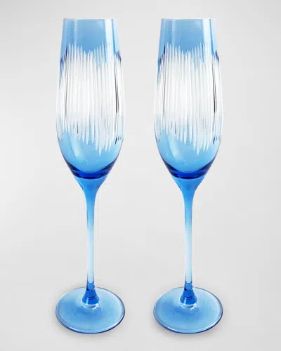 Michael Wainwright Berkshire Champagne Flutes, Set Of 2 In Blue