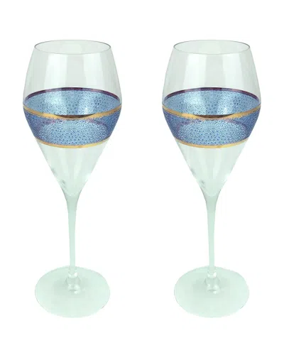 Michael Wainwright Set Of 2 Panthera Glass Prosecco Glasses In Indigo