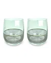 Michael Wainwright Set Of 2 Panthera Glass Rock Glasses In Platinum