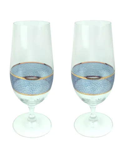 Michael Wainwright Panthera Stemmed Water Glasses, Set Of 2 In Indigo