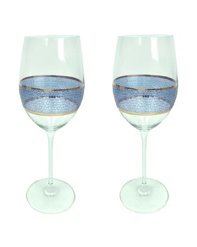 Michael Wainwright Panthera Wine Glasses, Set Of 2 In Blue