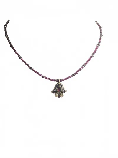 Michal Golan Women's Beaded Hamsa Necklace In Pink
