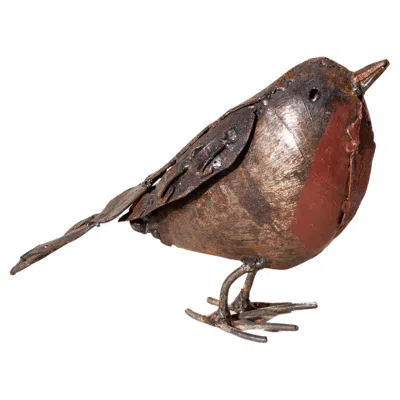 Pre-owned Michel Anasse Folk Art Bird Metal Sculpture - Welded Robin Animal Sculpture - France 1950s In Brown