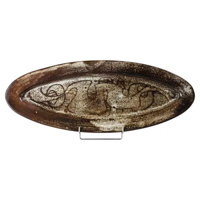 Pre-owned Michel Anasse Large Ceramic Platter By , France, Circa 1960 In Black