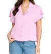 Michel Benton Button Down Top In Pink In Pink