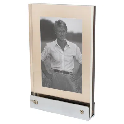 Pre-owned Michel Dumas For Roche Bobois Chrome And Lucite Picture Frame, 1960s In Gray