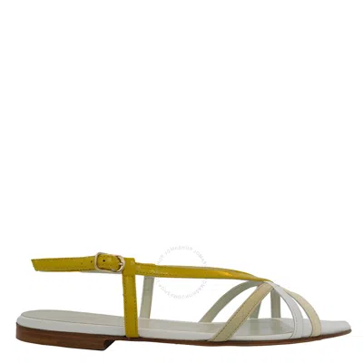 Michel Vivien Ladies Decca Leather Flat Sandals In White