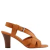 Michel Vivien Ladies Luccia Cognac Leather Sandals In Brown